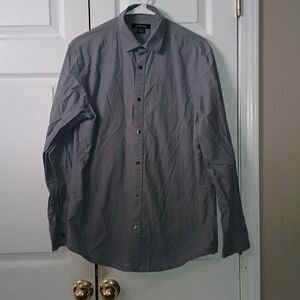 Claiborne gray long sleeve button down business casual  shirt Sz M EUC